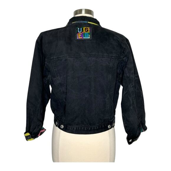 Get Used Colorblock 90S Brushed Twill Denim Jacket Printed Interior Small - Picture 3 of 14